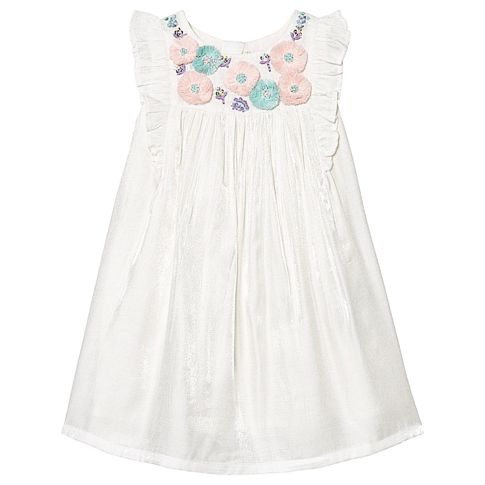 Billieblush Designer Iridescent Satin Girls White Dress Size 6 Jean + Hadley NYC